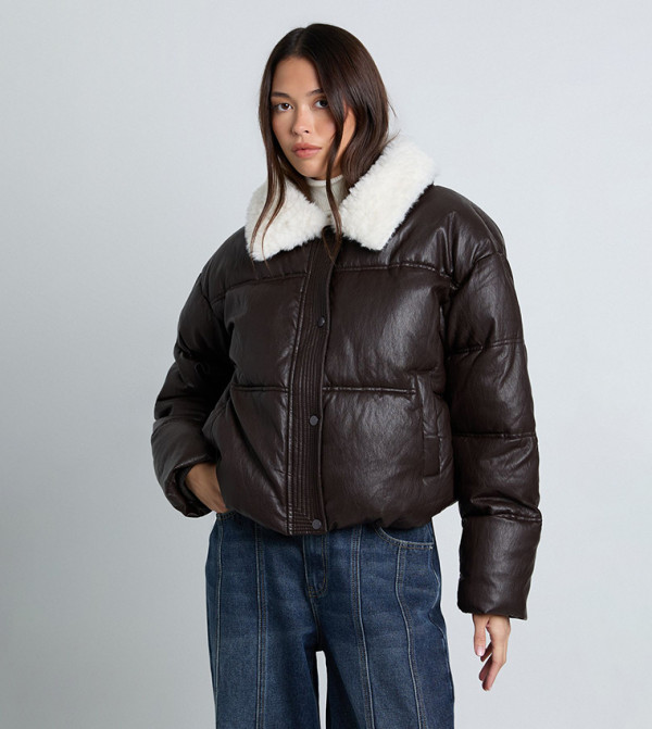 boohoo  Puffer & Quilted Jackets - Brown Puffer & Quilted Jackets