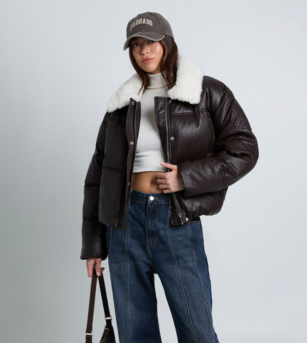 boohoo  Puffer & Quilted Jackets - Brown Puffer & Quilted Jackets