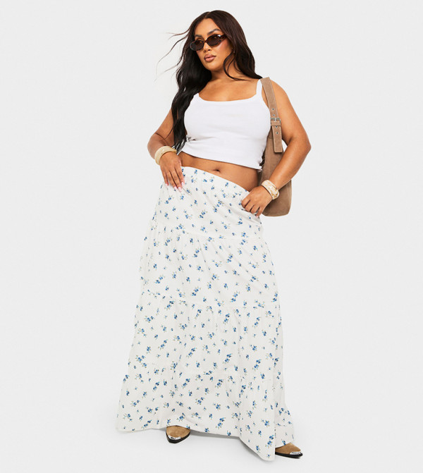 بوهو - اوتليت مقاس كبير - أبيض تنانير