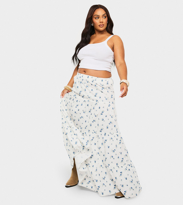 بوهو - اوتليت مقاس كبير - أبيض تنانير