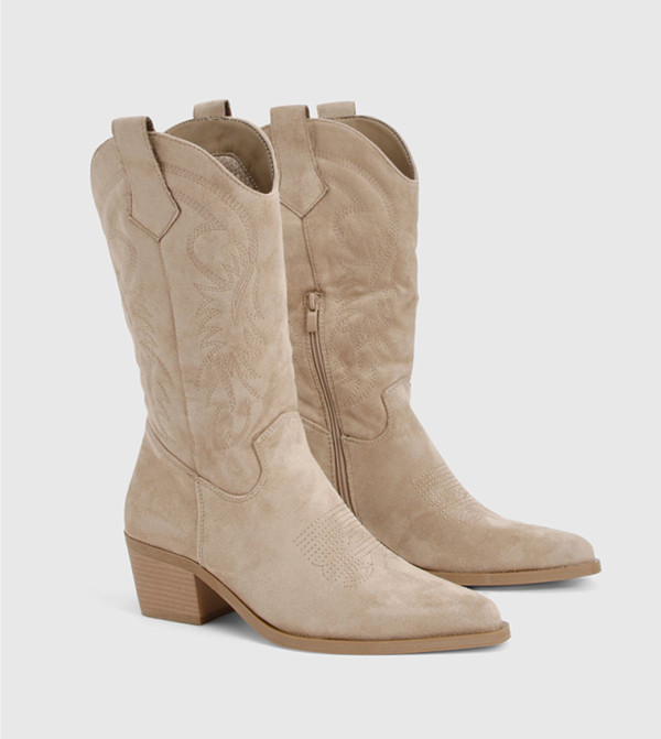 boohoo  Boots - Beige Mid Calf Boots