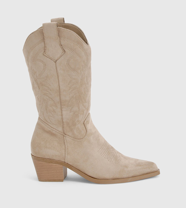 boohoo  Boots - Beige Mid Calf Boots