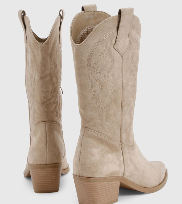 boohoo  Boots - Beige Mid Calf Boots