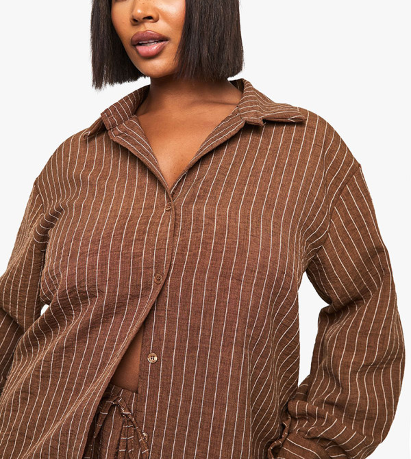 بوهو - اوتليت مقاس كبير - بني T-Shirts & Shirts