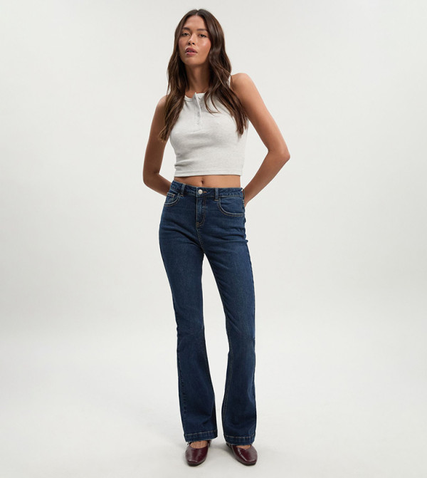 boohoo boohoo - Navy Bootcut Jeans