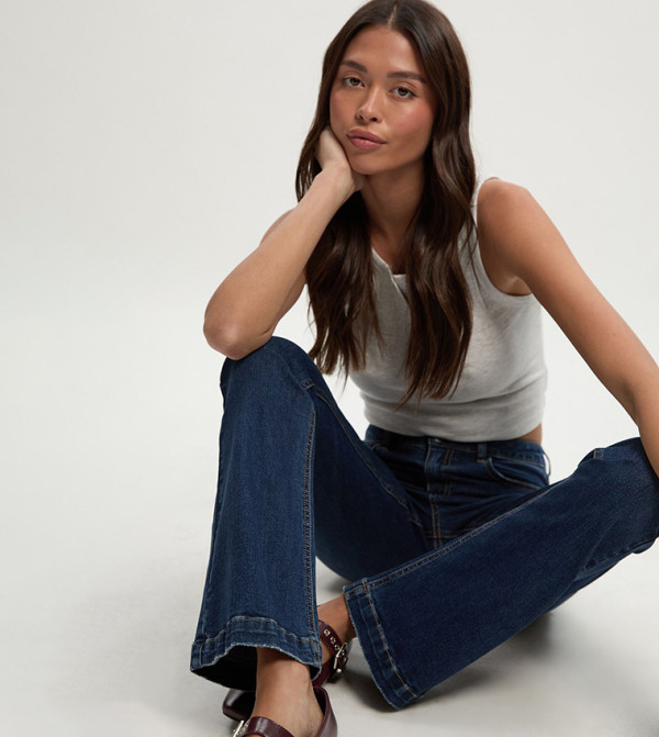 boohoo boohoo - Navy Bootcut Jeans