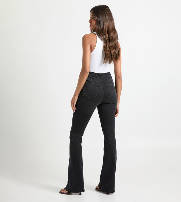 بوهو  denim-obsessed - أسود Wide Leg Jeans