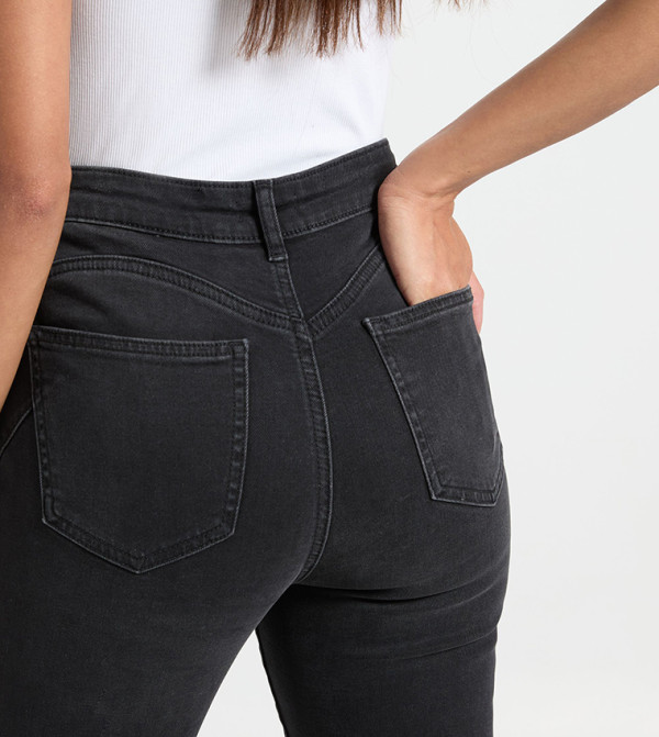بوهو  denim-obsessed - أسود Wide Leg Jeans