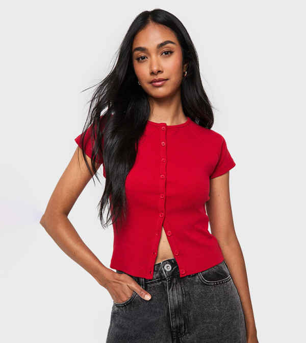 boohoo  Cropped Tops - Red Cropped Tops