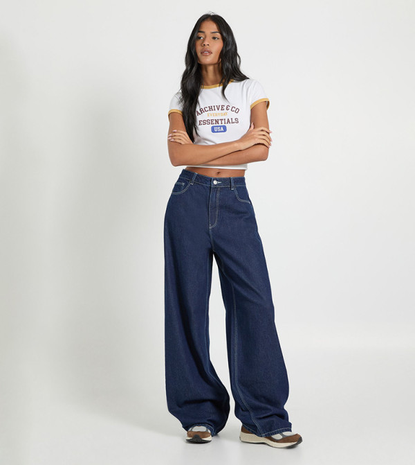 بوهو denim-obsessed - أزرق Wide Leg Jeans