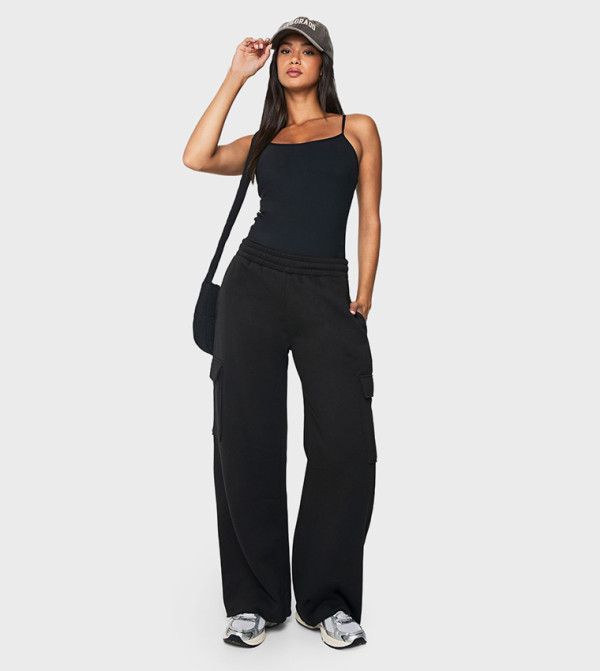 بوهو  baggy-denim-edit - أسود Sweatpants