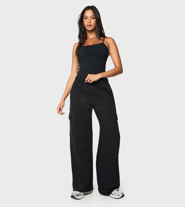 بوهو  baggy-denim-edit - أسود Sweatpants