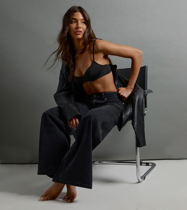 boohoo  Jeans - Black Wide Leg Jeans