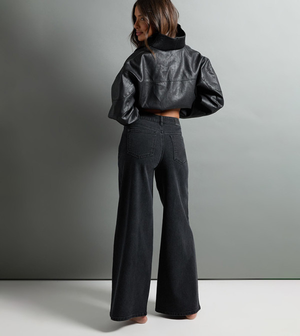 boohoo  Jeans - Black Wide Leg Jeans