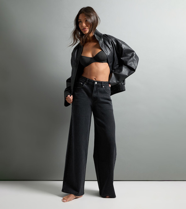 boohoo  Jeans - Black Wide Leg Jeans