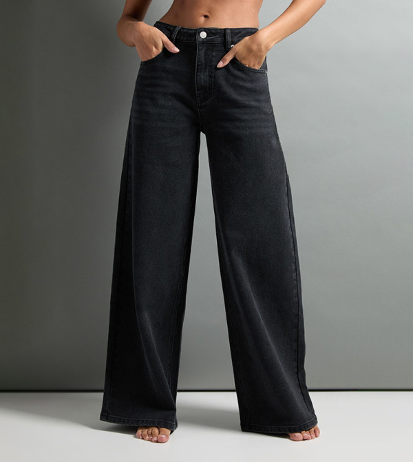boohoo  Jeans - Black Wide Leg Jeans