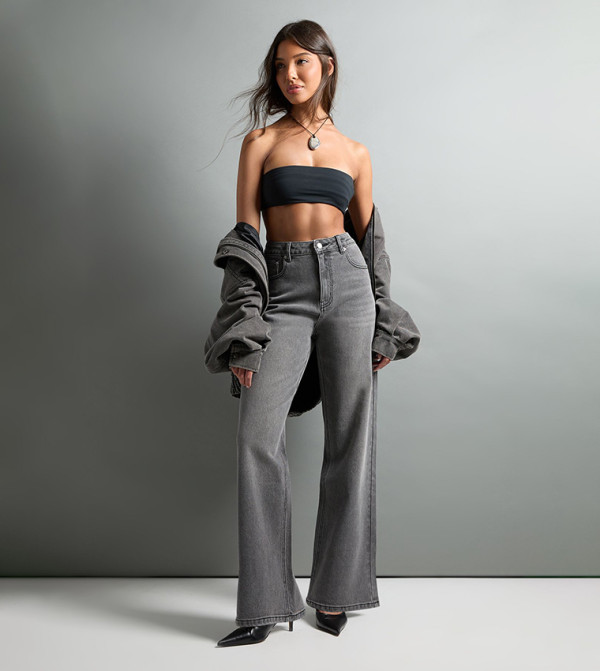 boohoo  Straight Jeans - Grey Straight Jeans