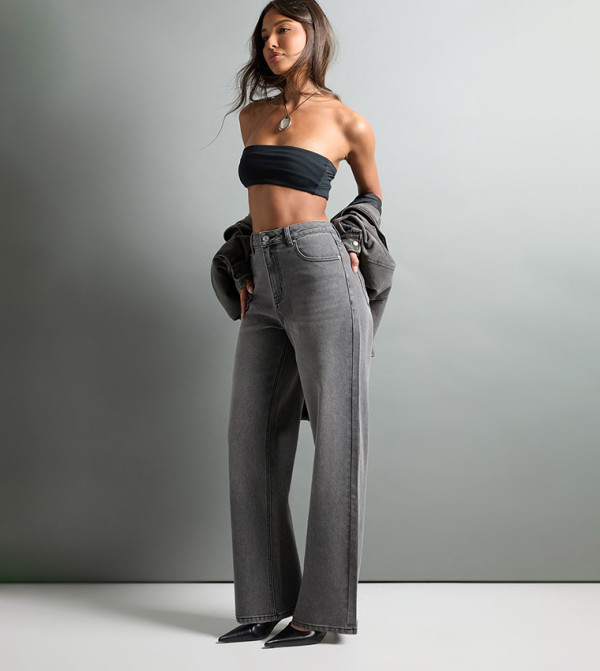 boohoo  Straight Jeans - Grey Straight Jeans