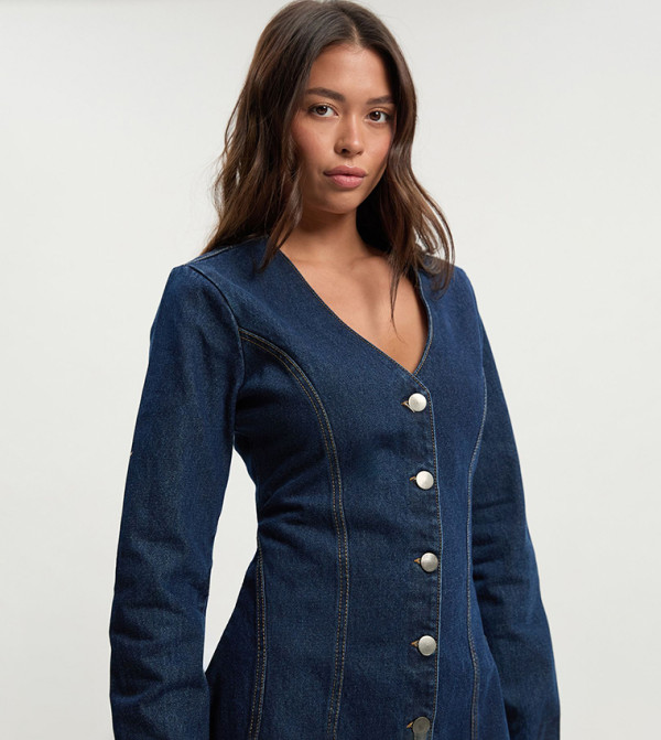 بوهو denim-obsessed - أزرق Mini Dresses