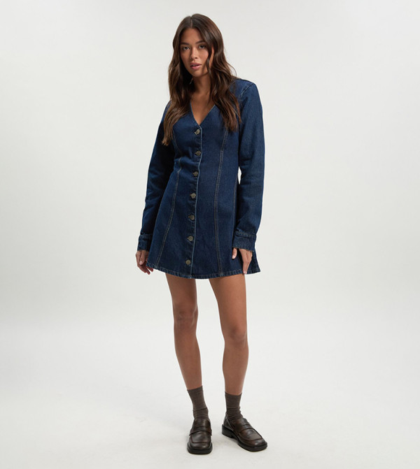 بوهو denim-obsessed - أزرق Mini Dresses