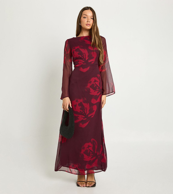بوهو  فساتين ماكسي  - بورغندي Maxi Dresses