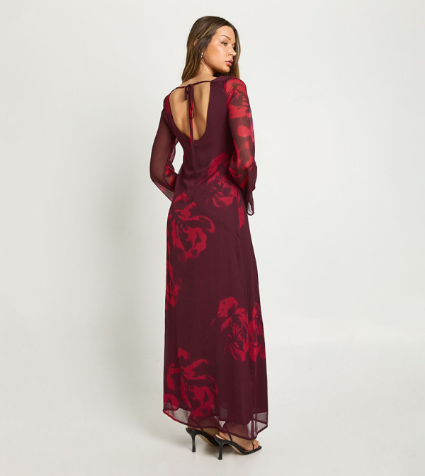 بوهو  فساتين ماكسي  - بورغندي Maxi Dresses