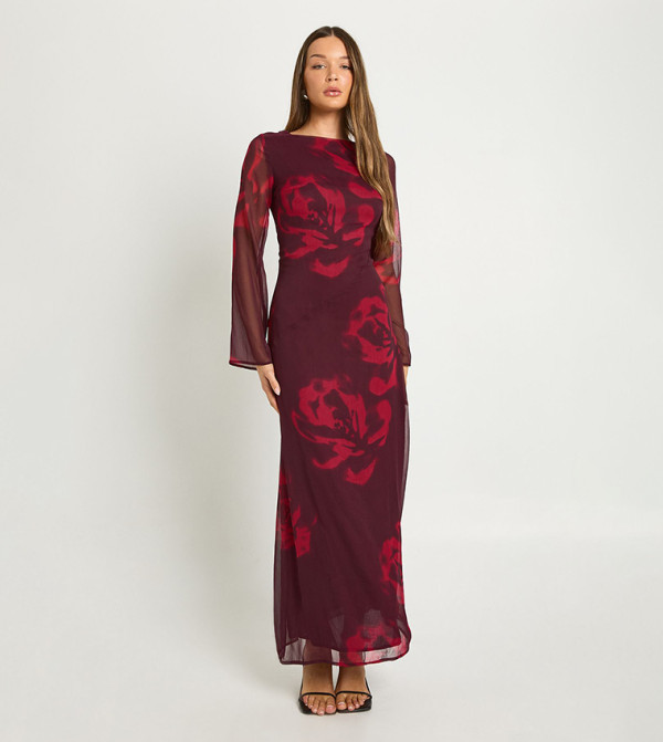 بوهو  فساتين ماكسي  - بورغندي Maxi Dresses