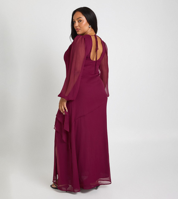 بوهو  modest-dressing - بورغندي فساتين