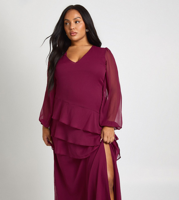 بوهو  modest-dressing - بورغندي فساتين