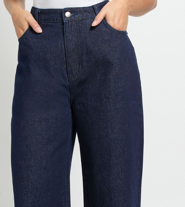 بوهو  denim-obsessed - نيلي  Wide Leg Jeans