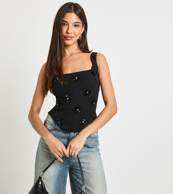 بوهو  dark-romantic - أسود Sleeveless Tops