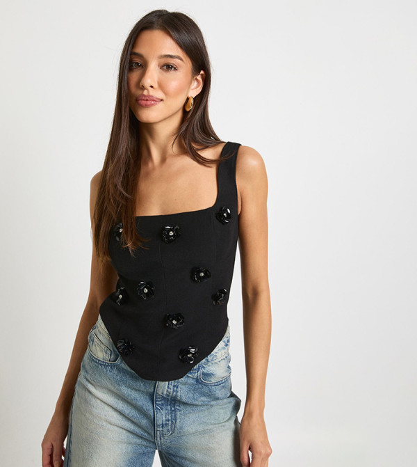 بوهو  dark-romantic - أسود Sleeveless Tops