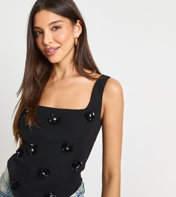 بوهو  dark-romantic - أسود Sleeveless Tops