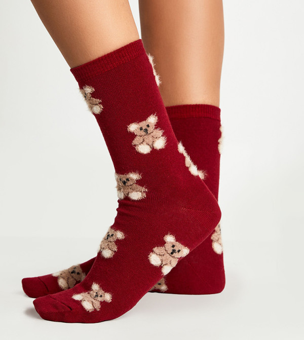 boohoo  Calf Length Socks - Red Calf Length Socks