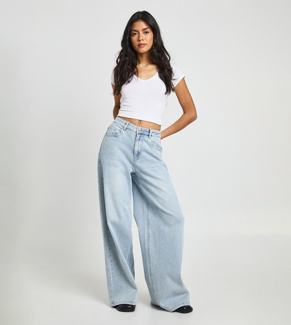 boohoo  Jeans - Blue Wide Leg Jeans