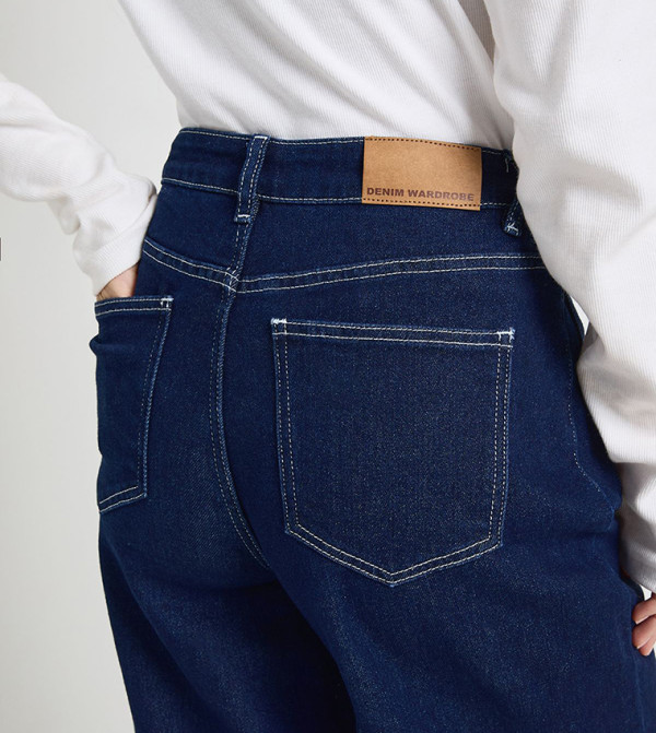 بوهو  baggy-denim-edit - أزرق Wide Leg Jeans