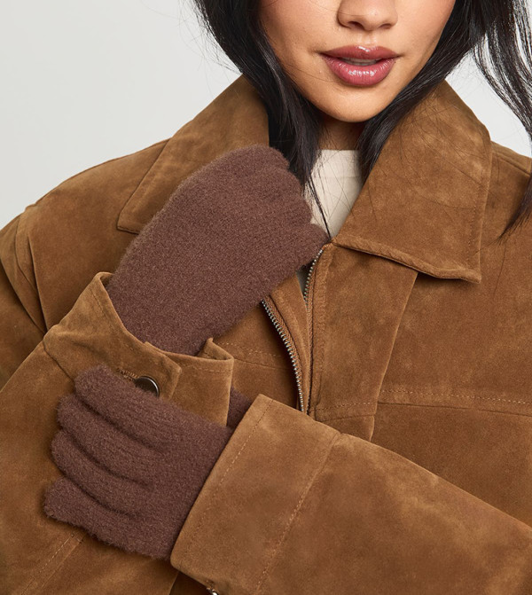 boohoo Gloves - Brown Knit