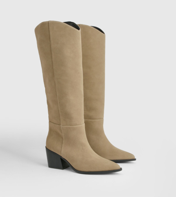 boohoo  Boots - Beige Mid Calf Boots