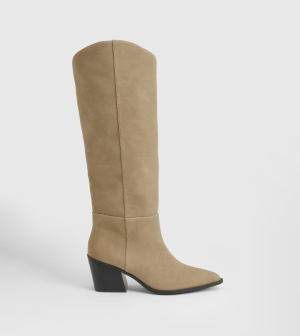 boohoo  Boots - Beige Mid Calf Boots