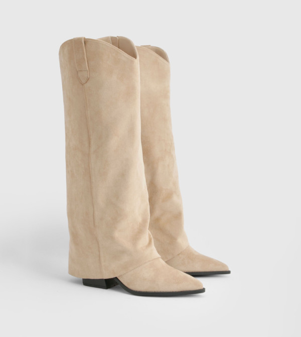 boohoo  Boots - Beige Mid Calf Boots