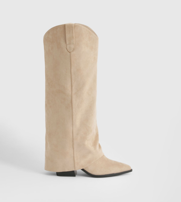 boohoo  Boots - Beige Mid Calf Boots