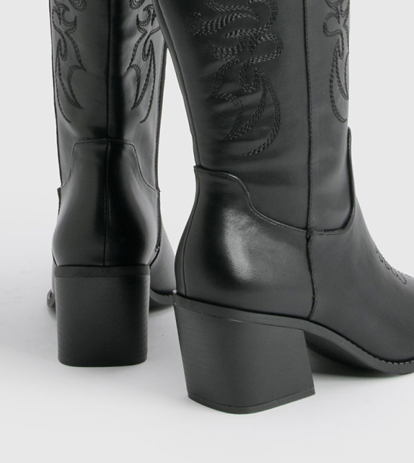 بوهو  بوت لمنتصف الساق - أسود Mid Calf Boots