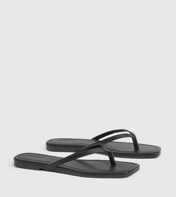 boohoo  vacation-loading-w - BLACK Flat Sandals