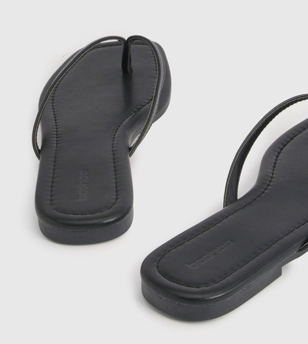 boohoo  vacation-loading-w - BLACK Flat Sandals