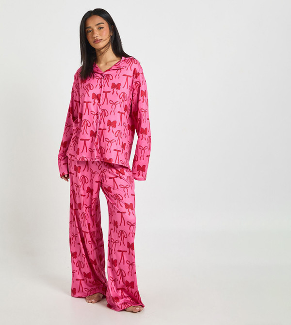 boohoo Sleepwears & Loungewears - Dark Pink Pyjama Set