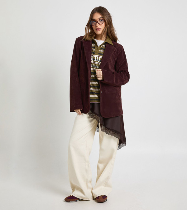 boohoo  Clothing - Burgundy Blazers