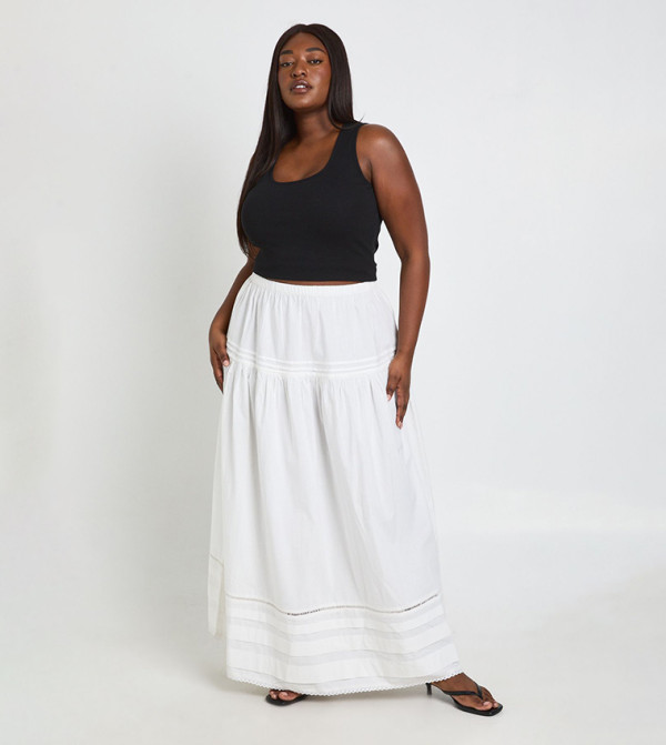 بوهو  تنانير طويلة - أبيض Maxi Skirts