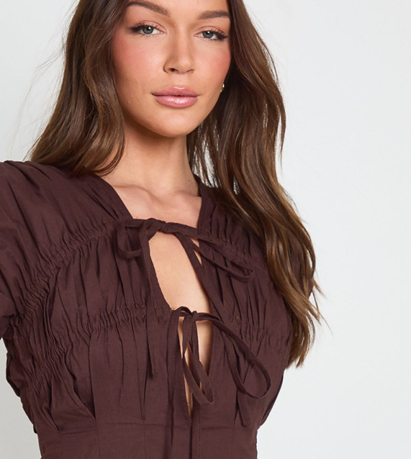 بوهو  فساتين - بني  Maxi Dresses