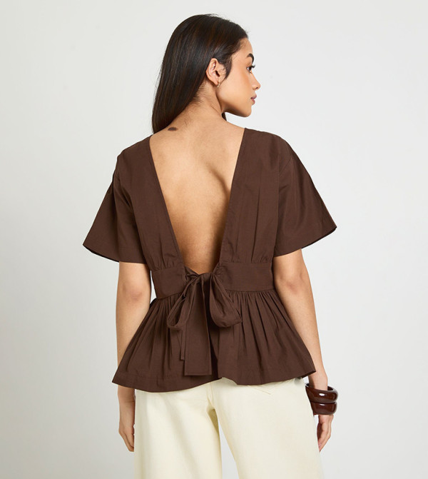 بوهو  peplum-play - بني  Casual Tops