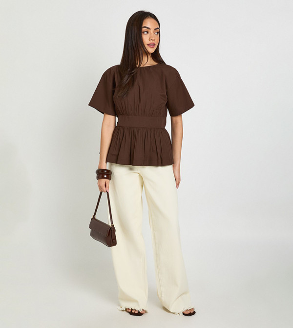 بوهو  peplum-play - بني  Casual Tops